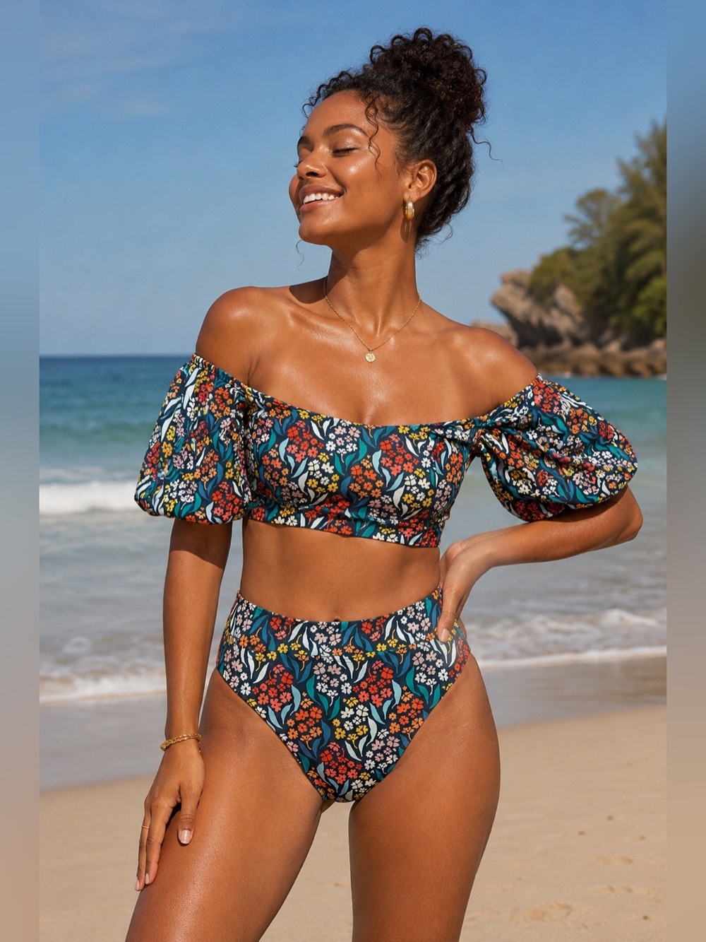 Albion Fit Costa Floral Two-Piece Bikini Set Size XS resortwear vacation